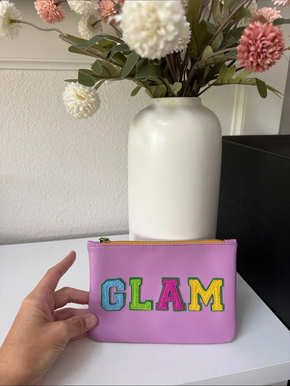 IPSY GLAM Pouch - Lavender with Multicolor Appliqué